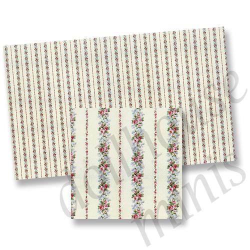wallpaper stripes+flowers for dollhouses 1:12 wallpaper stripes+flowers for dollhouses 1:12