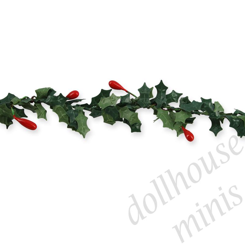 garland of hollies, red berries 1.2m 1:12 garland of hollies, red berries 1.2m 1:12