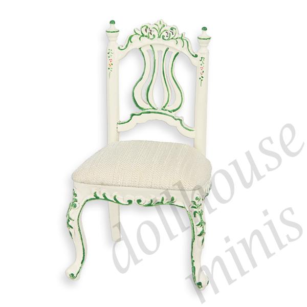 child chair xv ivory flowers  Trianon collectible furniture 1:12