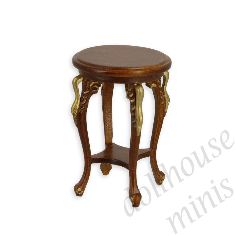 round coffee table walnut  Trianon collectible furniture 1:12