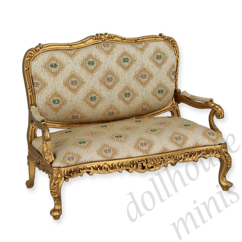 sofa walnut gold  Trianon collectible furniture 1:12