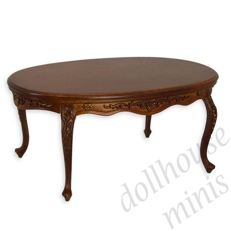 oval table walnut  Trianon collectible furniture 1:12