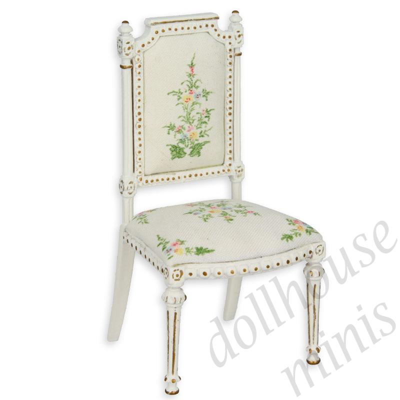 chair louis xvi ivory-flowers Trianon collectible furniture 1:12 chair louis xvi ivory-flowers Trianon collectible furniture 1:12