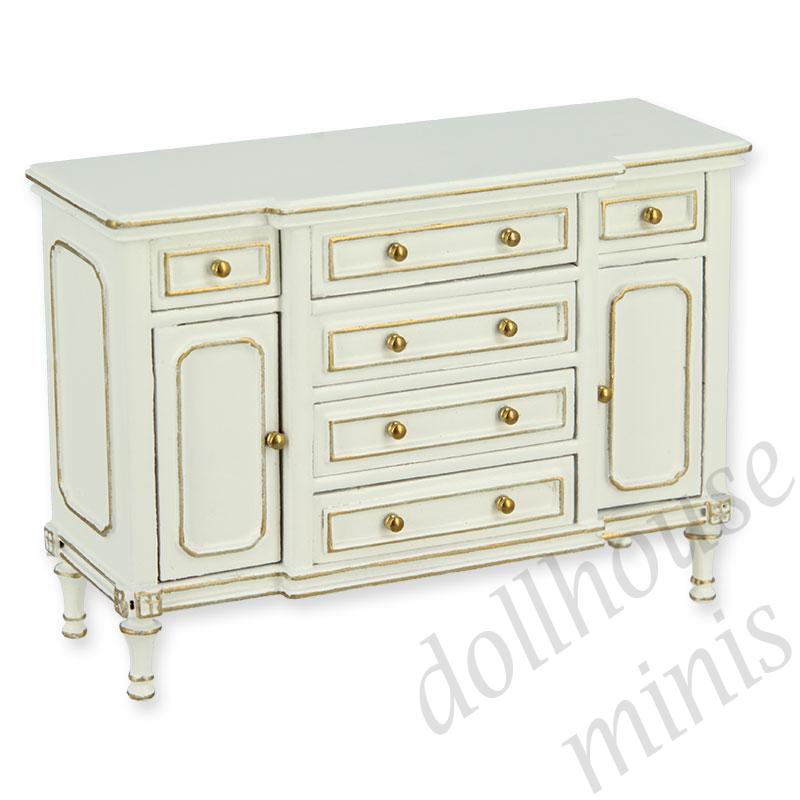 dresser ivory-gold Trianon collectible furniture 1:12 dresser ivory-gold Trianon collectible furniture 1:12