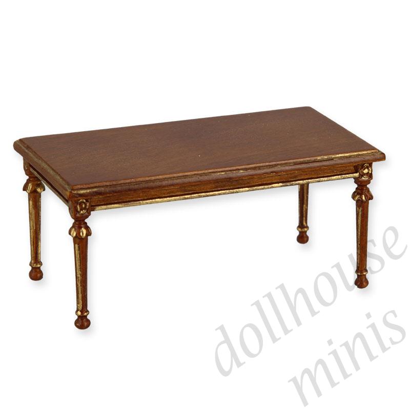 tea table walnut-gold  Trianon collectible furniture 1:12