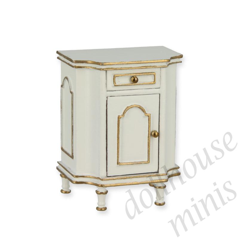 bed stand ivory-gold  Trianon collectible furniture 1:12