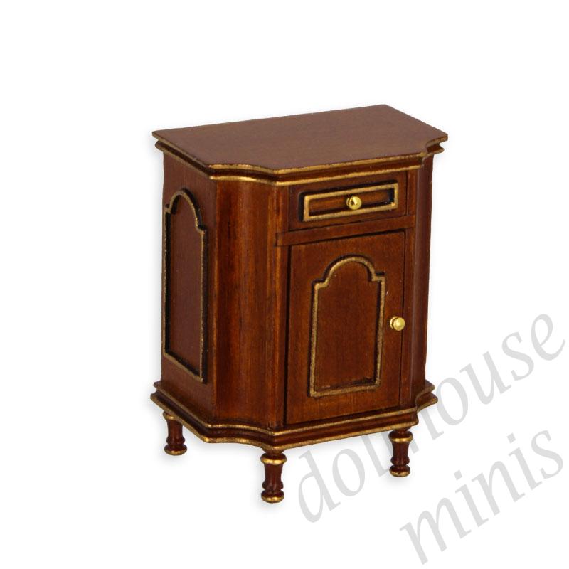 bed stand walnut gold Trianon collectible furniture 1:12 bed stand walnut gold Trianon collectible furniture 1:12