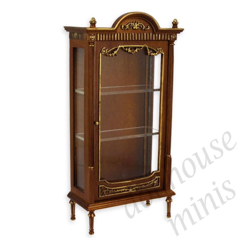 show case walnut-gold  Trianon collectible furniture 1:12