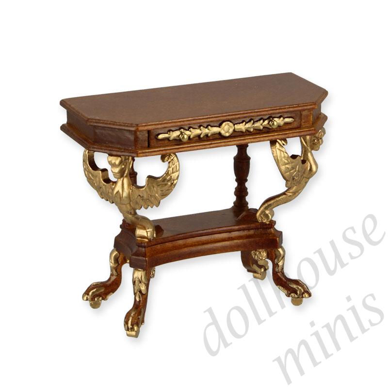 side cupboard walnut-gold  Trianon collectible furniture 1:12