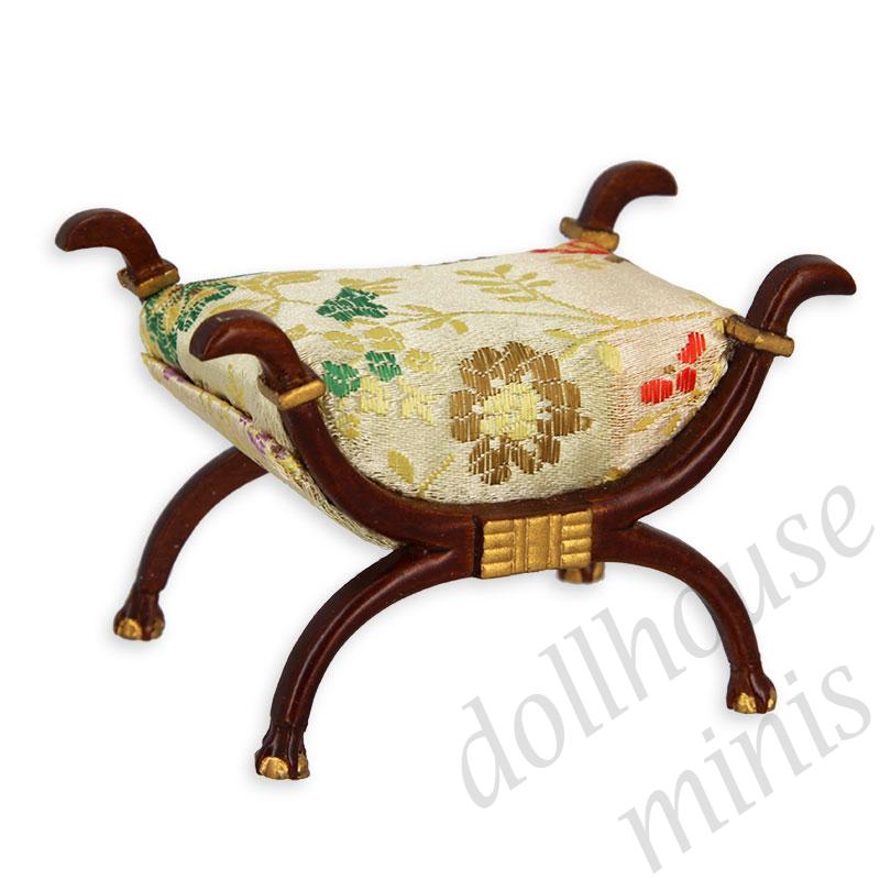 seat empire style walnut-gold Trianon collectible furniture 1:12 seat empire style walnut-gold Trianon collectible furniture 1:12