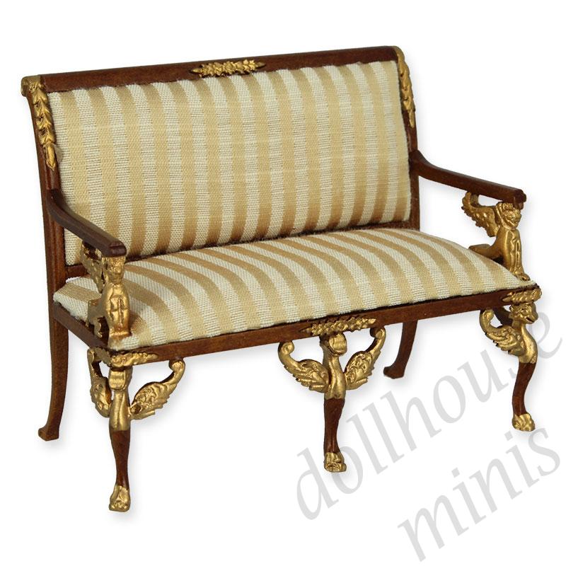 sofa fabric gold and cream  Trianon collectible furniture 1:12