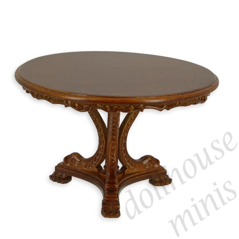 round table walnut brown  Trianon collectible furniture 1:12