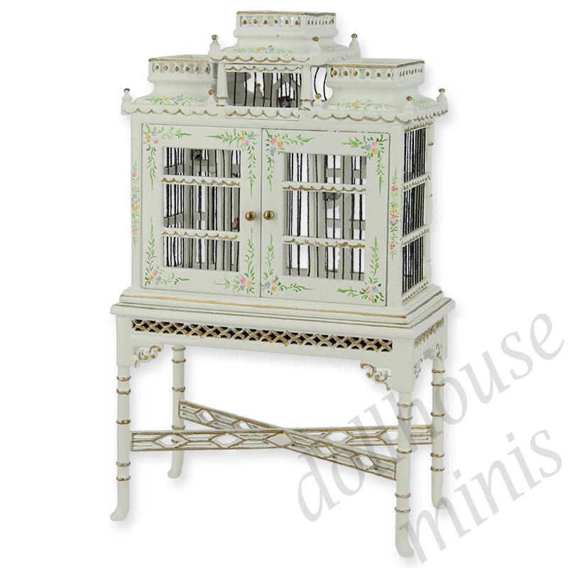 bird cage ivory flowers Trianon collectible furniture 1:12 bird cage ivory flowers Trianon collectible furniture 1:12
