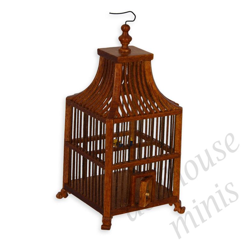 bird cage walnut Trianon collectible furniture 1:12 bird cage walnut Trianon collectible furniture 1:12