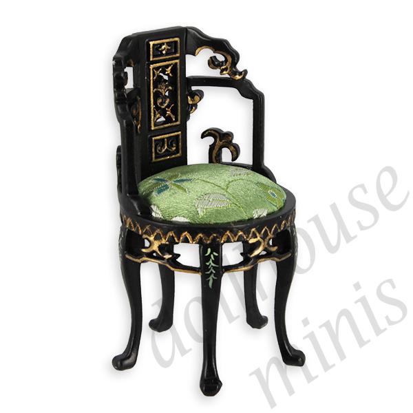 round chair black chinese paint Trianon collectible furniture 1:12 round chair black chinese paint Trianon collectible furniture 1:12