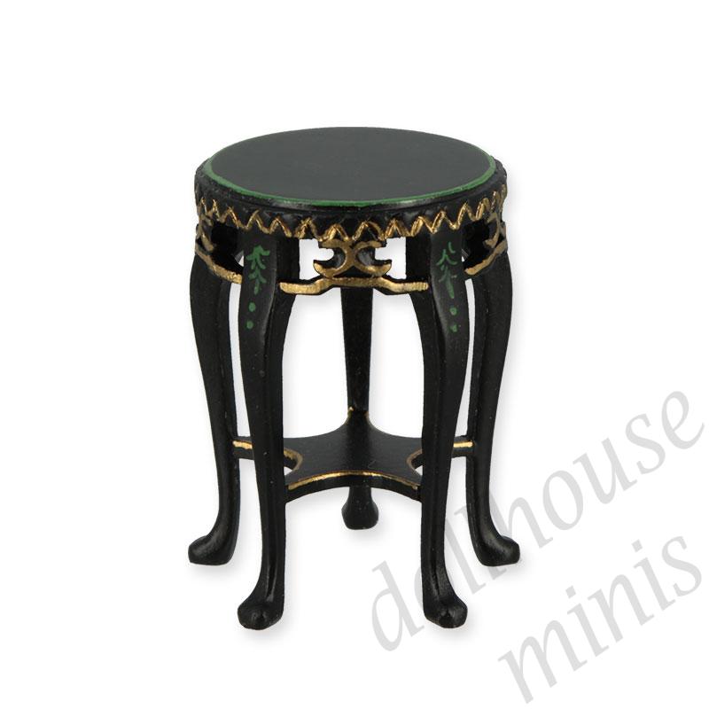 round side table black chinese paint Trianon collectible furniture 1:12 round side table black chinese paint Trianon collectible furniture 1:12