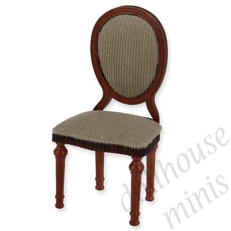 chair l-xvi grey-beige velvet cherrywood miniature furniture 1:12