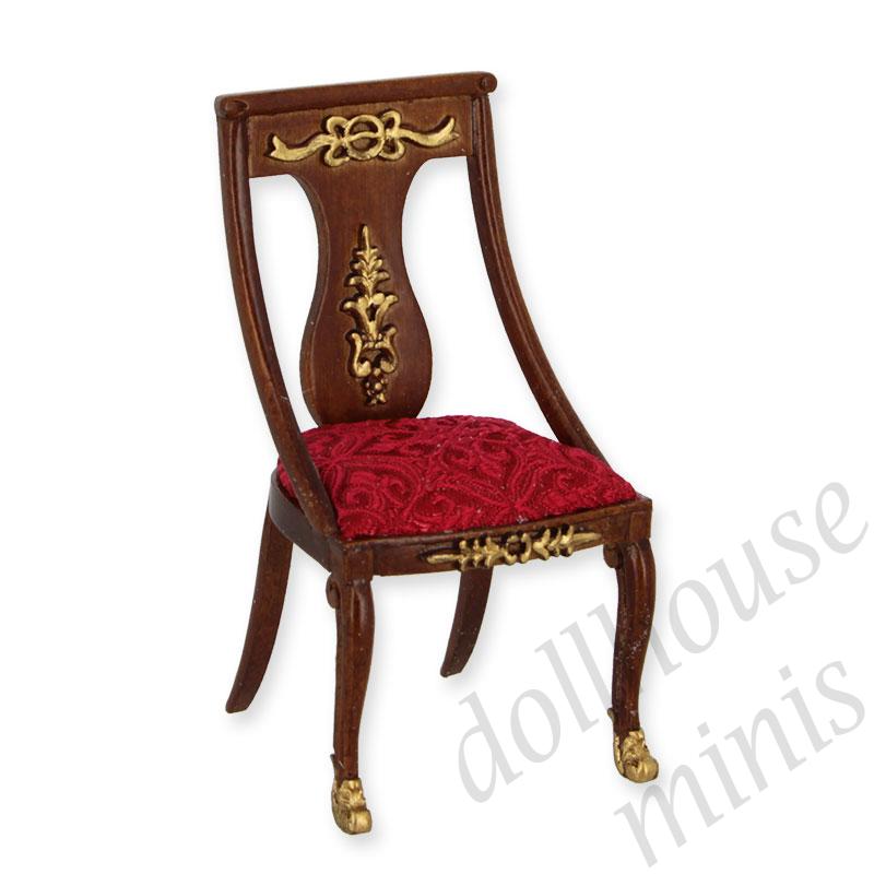 empire style chair walnut and gold red fabric Trianon collectible furniture 1:12