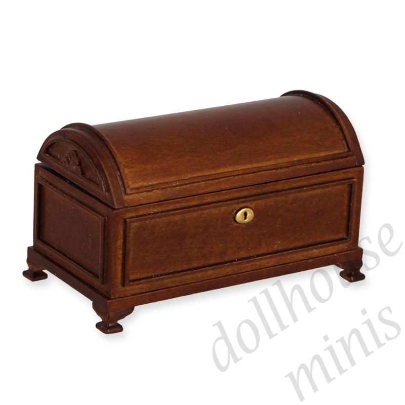 wooden chest walnut Trianon collectible furniture 1:12 wooden chest walnut Trianon collectible furniture 1:12