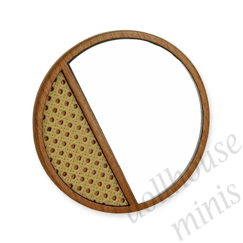 miror round teak miniature furniture 1:12 miror round teak miniature furniture 1:12