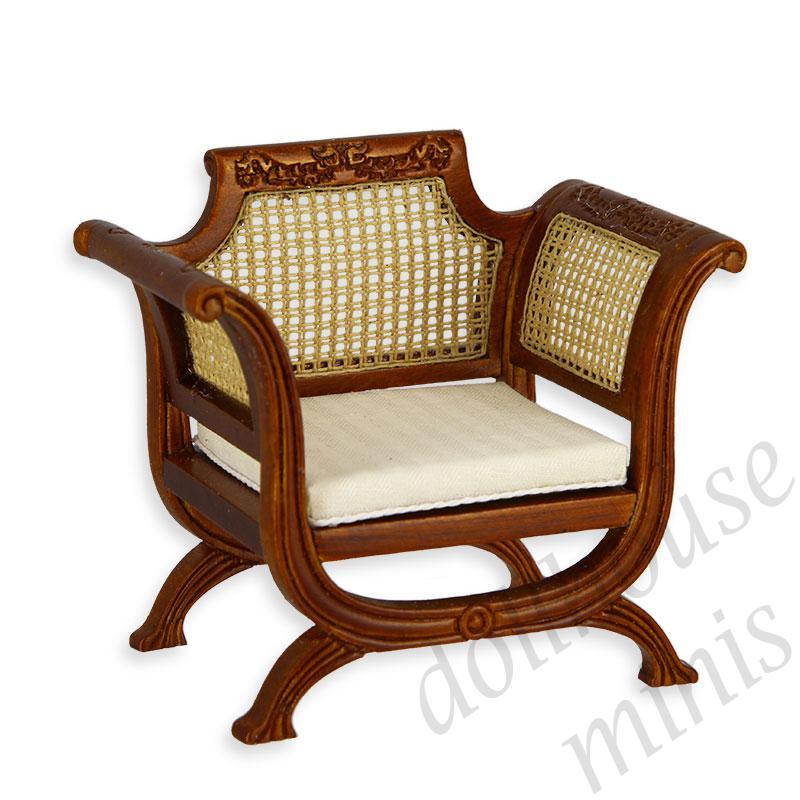 armchair cane walnut trianon Trianon collectible furniture 1:12 armchair cane walnut trianon Trianon collectible furniture 1:12