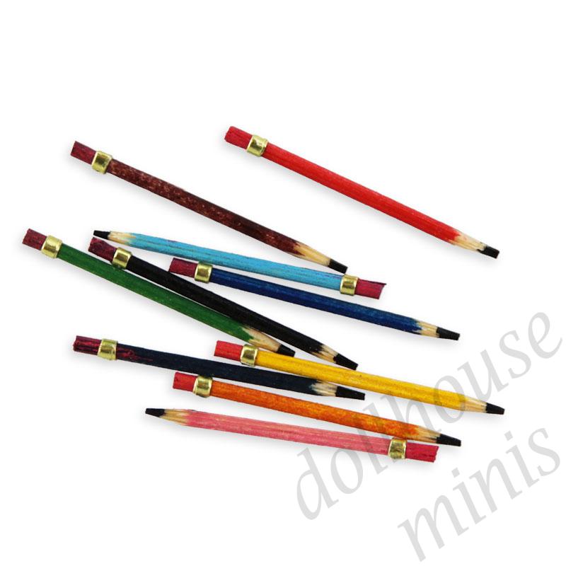 10 colored pencils Miniature 1:12 10 colored pencils Miniature 1:12