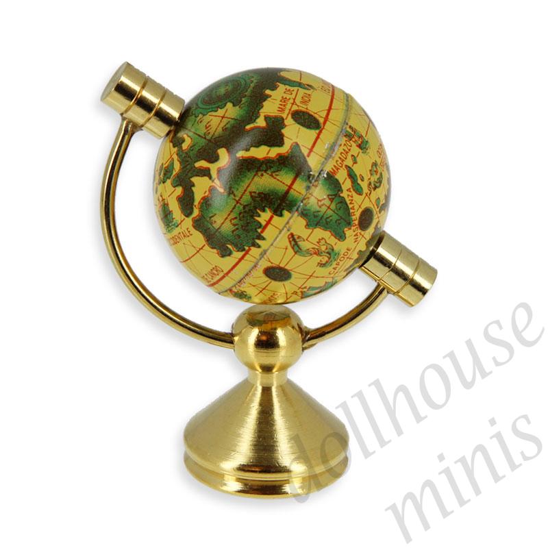 antique brass globe map Miniature 1:12