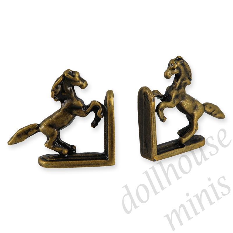horse book ends antique 2pc Miniature 1:12 horse book ends antique 2pc Miniature 1:12