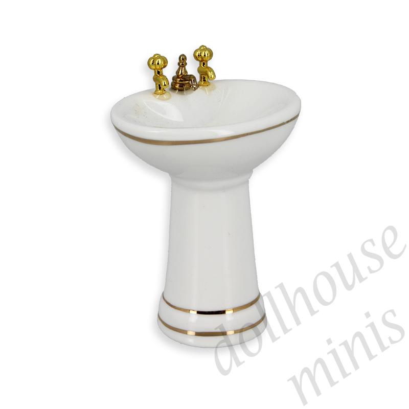wash bassin ivory with gold miniature furniture 1:12 wash bassin ivory with gold miniature furniture 1:12