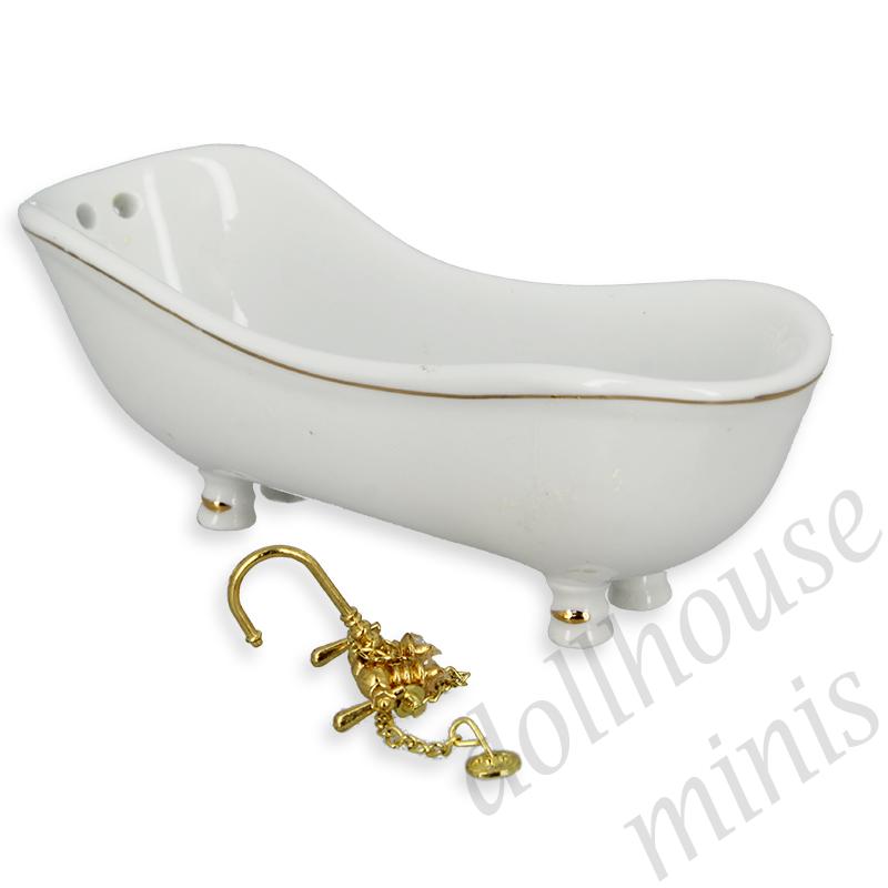 Bath white with gold- 1:12 Bath white with gold- 1:12