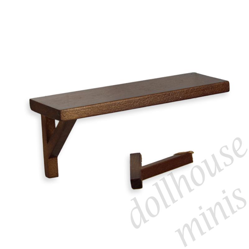shelf walnut - 1 loose bracket - miniature furniture 1:12 shelf walnut - 1 loose bracket - miniature furniture 1:12