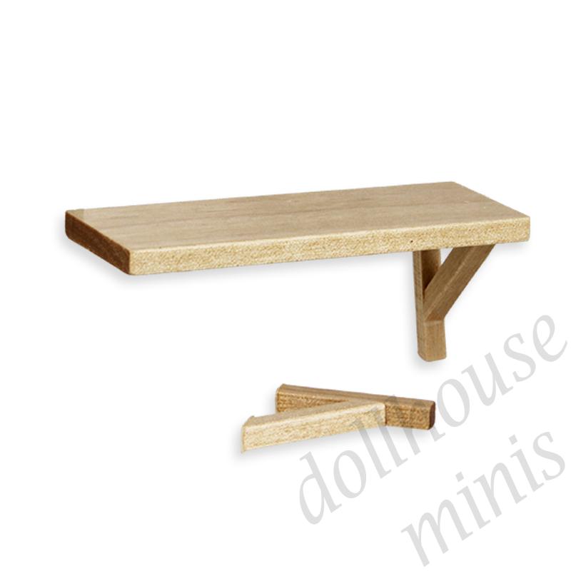 shelf natural oak - 1 loose bracket - miniature furniture 1:12 shelf natural oak - 1 loose bracket - miniature furniture 1:12