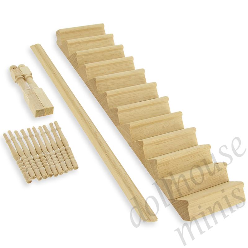staircase bannister right - needs gluing -, bare wood for dollhouses 1:12 staircase bannister right - needs gluing -, bare wood for dollhouses 1:12