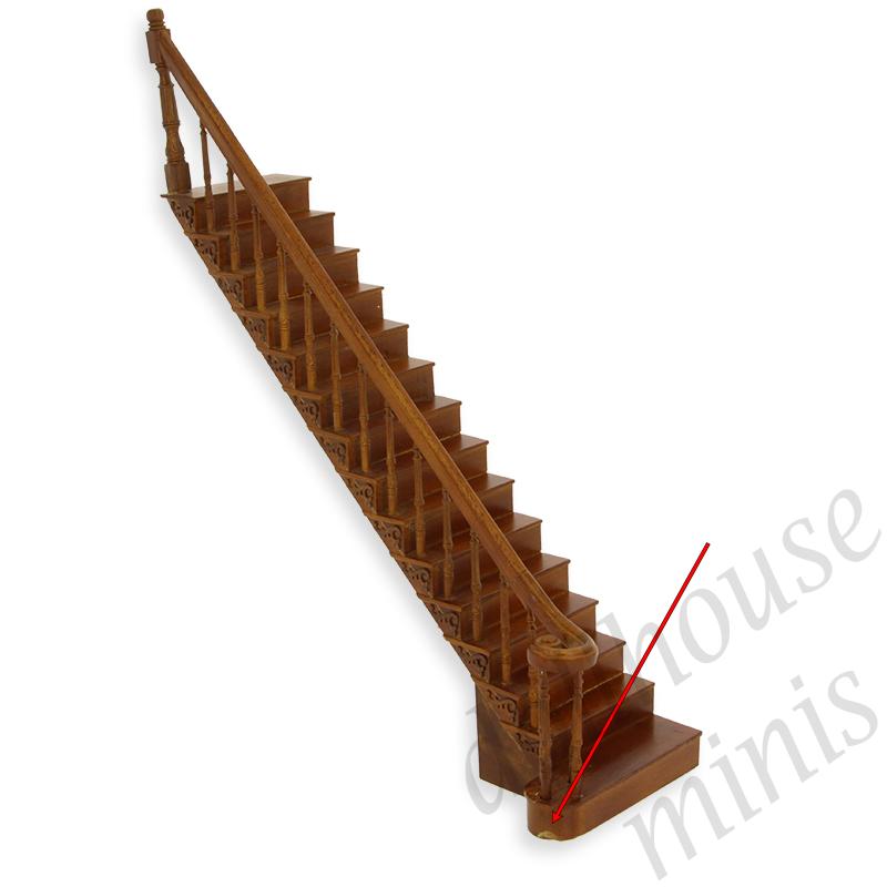 straight stairs walnut - damaged -, right rail for dollhouses 1:12 straight stairs walnut - damaged -, right rail for dollhouses 1:12