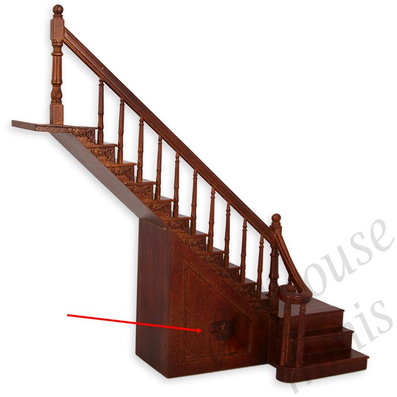 angle-straight stairs walnut, left rail - medium-quality paint - for dollhouses 1:12 angle-straight stairs walnut, left rail - medium-quality paint - for dollhouses 1:12
