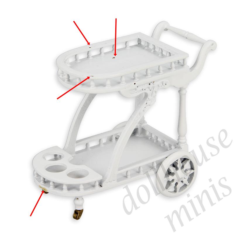 rolling sideboard white - damaged - Trianon collectible furniture 1:12