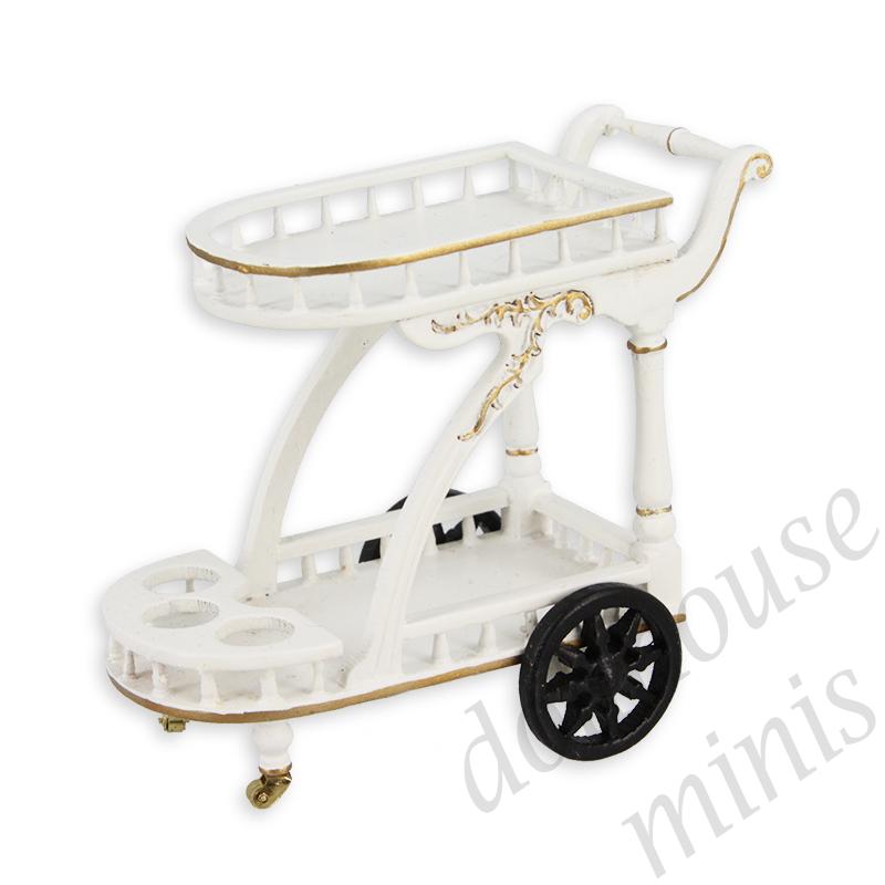 rolling sideboard white Trianon collectible furniture 1:12 rolling sideboard white Trianon collectible furniture 1:12
