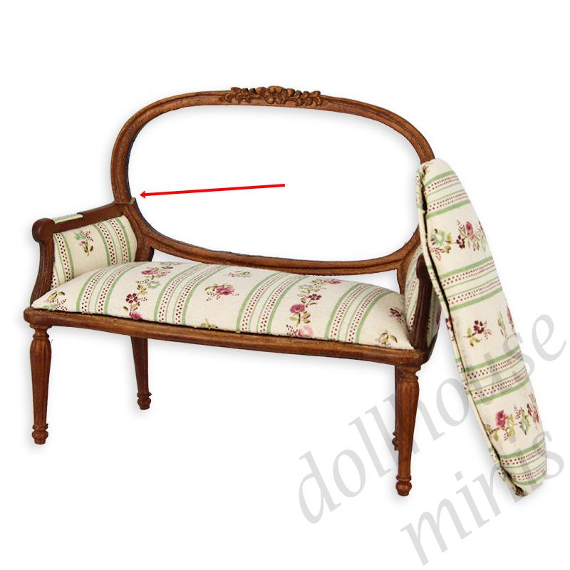 sofa louis xvi walnut - TO BE REPAIRED -  Trianon collectible furniture 1:12