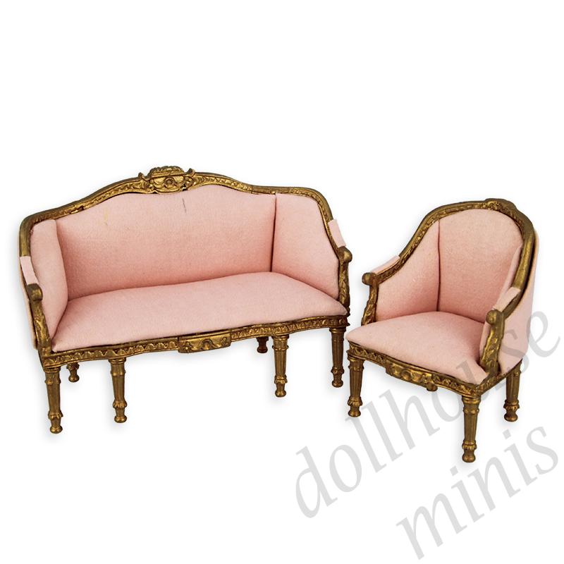 set 2 pcs sofa and armchair gold fabrics pink set 2 pcs sofa and armchair gold fabrics pink