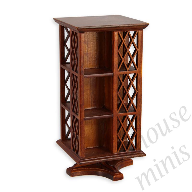 rotating bookcase walnut Trianon 1/12 rotating bookcase walnut Trianon 1/12