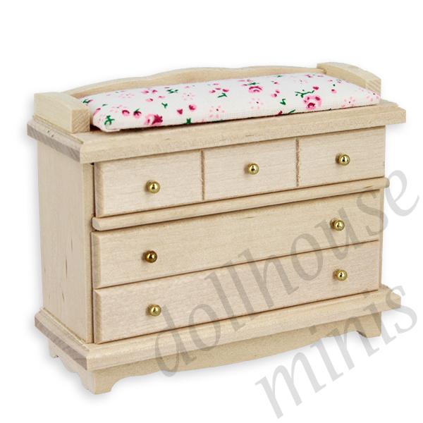 dressing table bare wood miniature furniture 1:12 dressing table bare wood miniature furniture 1:12