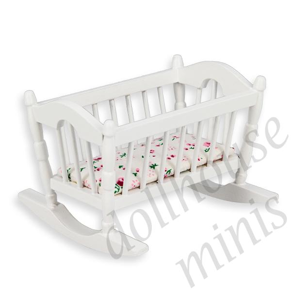 swinging cradle white miniature furniture 1:12