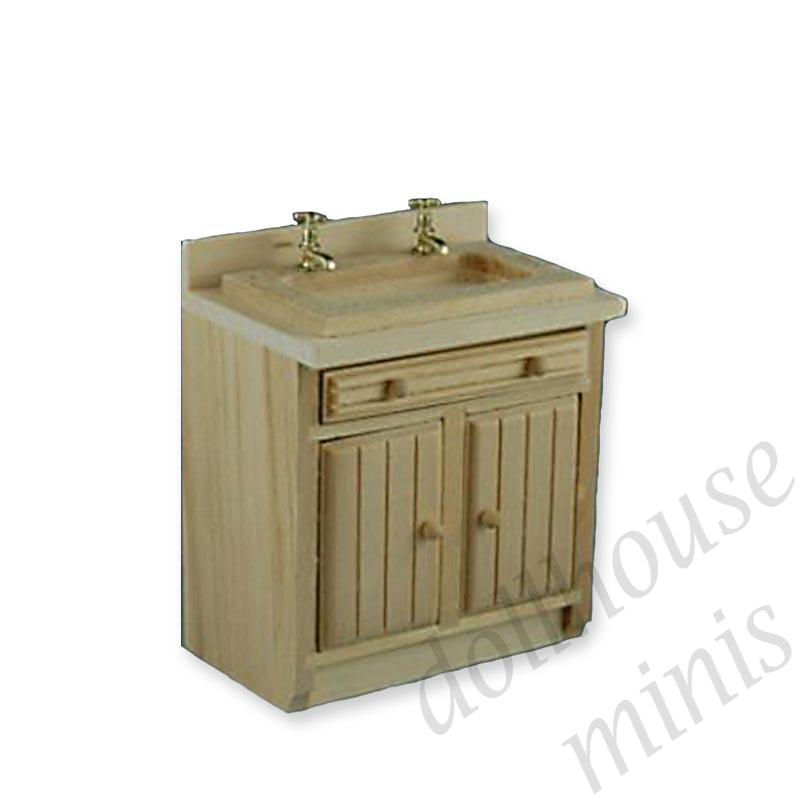 kitchen element sink bare wood miniature furniture 1:12 kitchen element sink bare wood miniature furniture 1:12