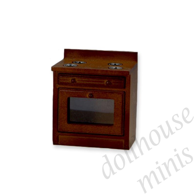 kitchen element stove walnut miniature furniture 1:12