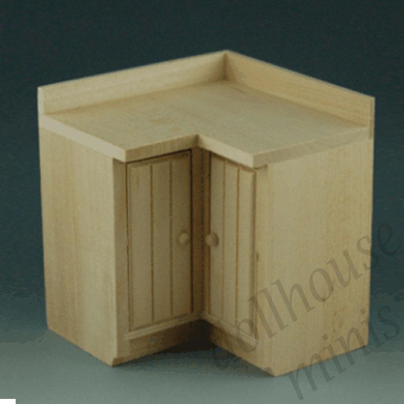 kitchen corner bare wood miniature furniture 1:12 kitchen corner bare wood miniature furniture 1:12