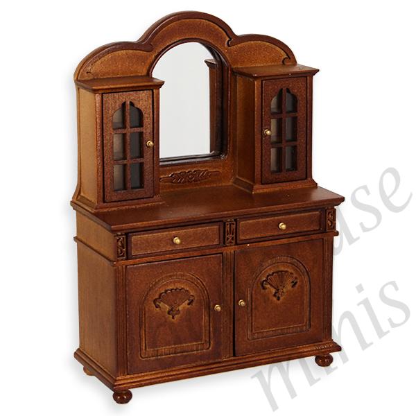 dining room dresser w mirror walnut miniature furniture 1:12