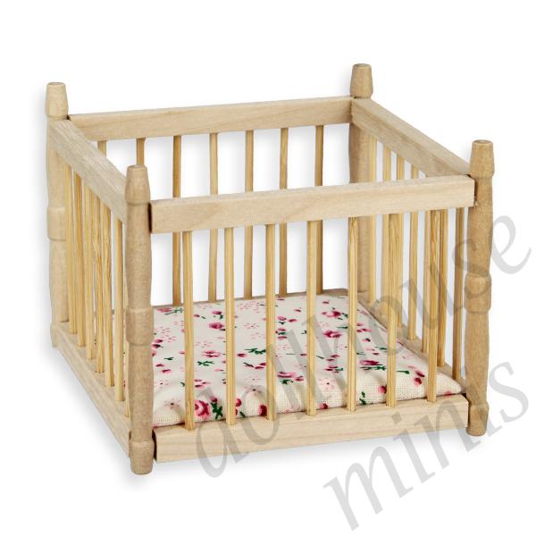 play pen bare wood miniature furniture 1:12