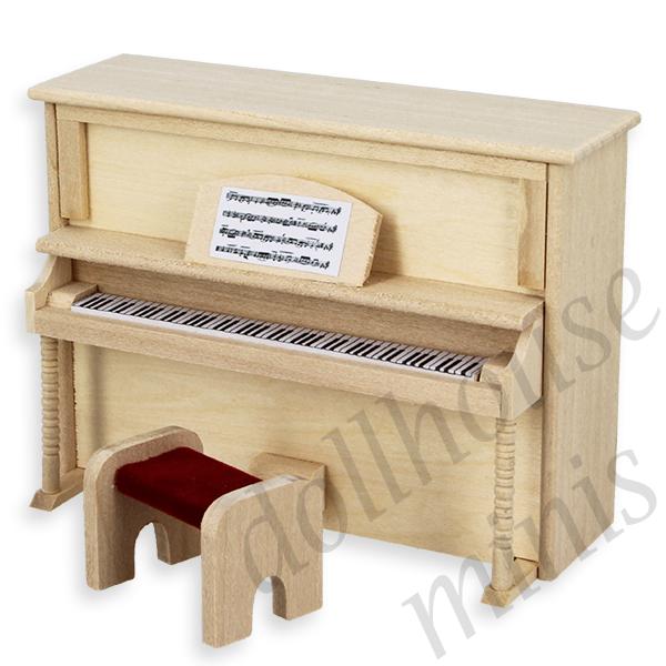 upright piano bare wood miniature furniture 1:12