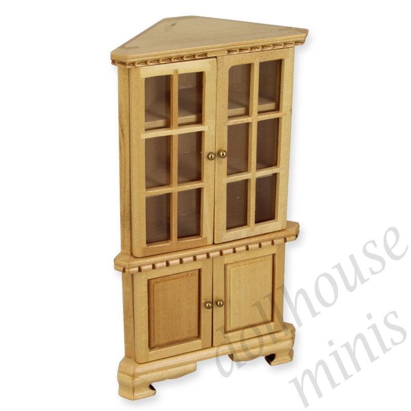 corner cabinet natural oak miniature furniture 1:12