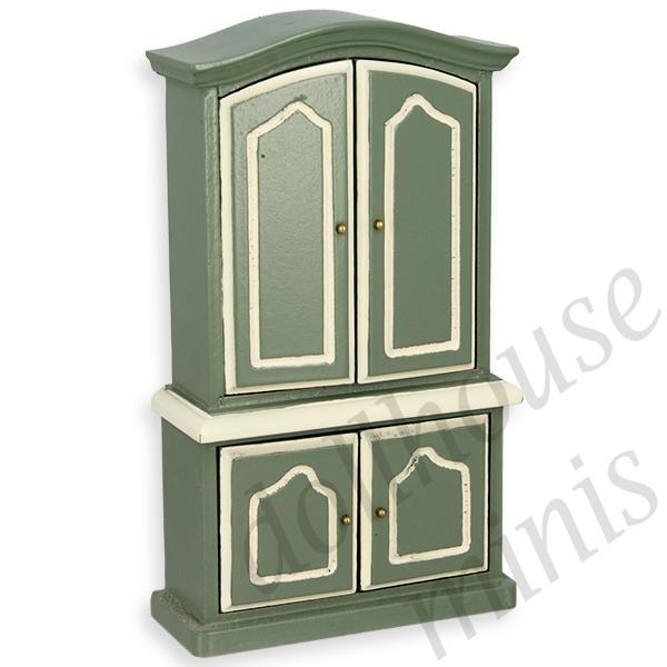 two-body cabinet green miniature furniture 1:12 two-body cabinet green miniature furniture 1:12